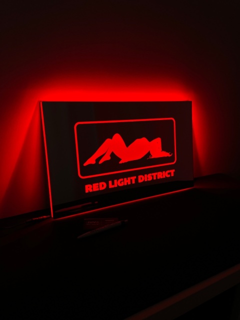 Tablica LUSTRO LED Tir Red Light Amsterdam 50x30cm A1