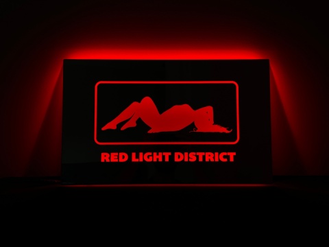 Tablica LUSTRO LED Tir Red Light Amsterdam 50x30cm A1