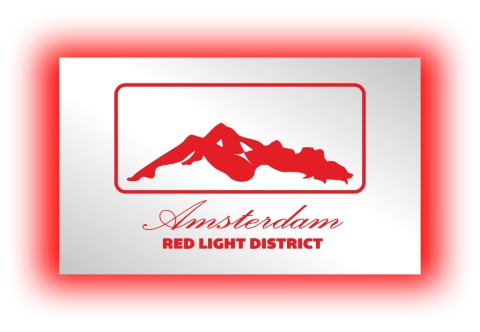 Tablica LUSTRO LED Tir Red Light Amsterdam 50x30cm B2