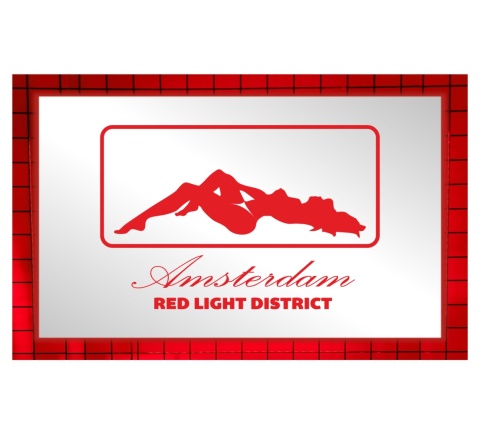 Tablica LUSTRO LED Tir Red Light Amsterdam 50x30cm B2