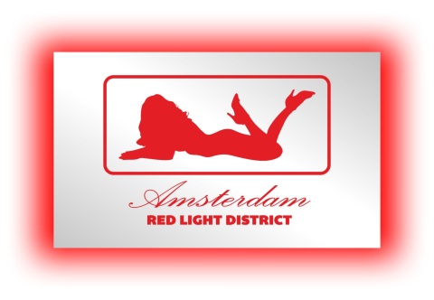 Tablica LUSTRO LED Tir Red Light Amsterdam 50x30cm C2
