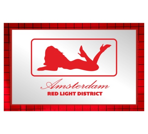 Tablica LUSTRO LED Tir Red Light Amsterdam 50x30cm C2