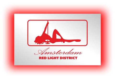 Tablica LUSTRO LED Tir Red Light Amsterdam 50x30cm D2