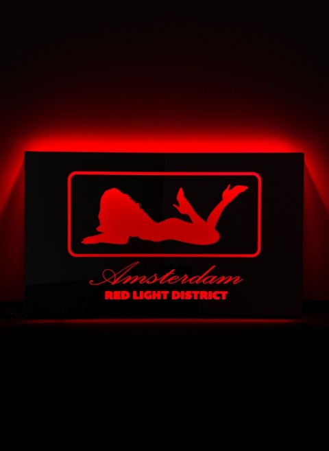 Tablica LUSTRO LED Tir Red Light Amsterdam 50x30cm C2