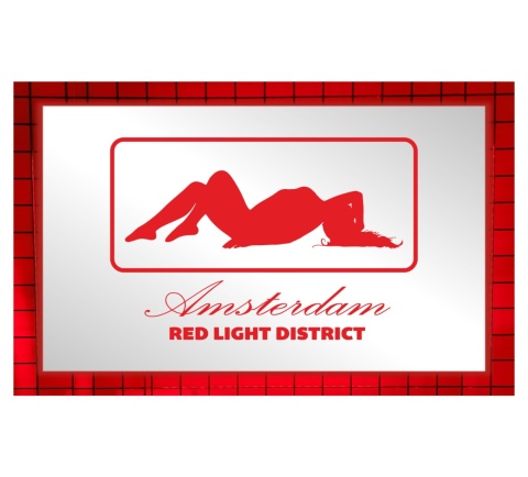 Tablica LUSTRO LED Tir Red Light Amsterdam 50x30cm A2